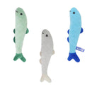 Battersea cat toy collection featuring green, grey, and blue fish with adorable embroidery.