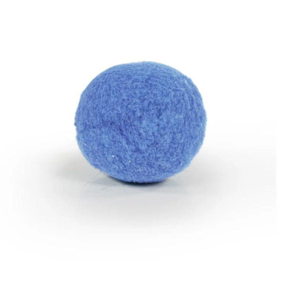 Close-up view of a Battersea light blue ball for cats featuring soft, vibrant fabric, perfect for active playtime.