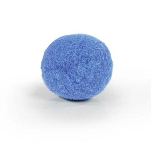 Close-up view of a Battersea light blue ball for cats featuring soft, vibrant fabric, perfect for active playtime.