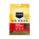 Bag of Black Hawk Air-Dried Beef and Mackerel Dog Food, 94% meat protein, grain-free, made in New Zealand.