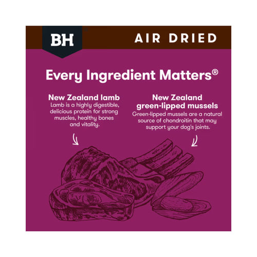 Black Hawk air-dried lamb dog food: New Zealand lamb, green lipped mussels and natural nutrition