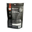 Ingredients and product details of Black Hawk Kangaroo Jerky Sticks with feeding guidelines.