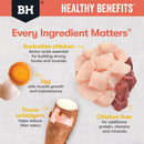 Black Hawk Healthy Benefits ingredients graphic featuring Australian chicken, egg, Yucca schidigera, and chicken liver.