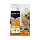 Primary product image of Black Hawk Healthy Benefits Weight Management dry cat food bag with Australian chicken.
