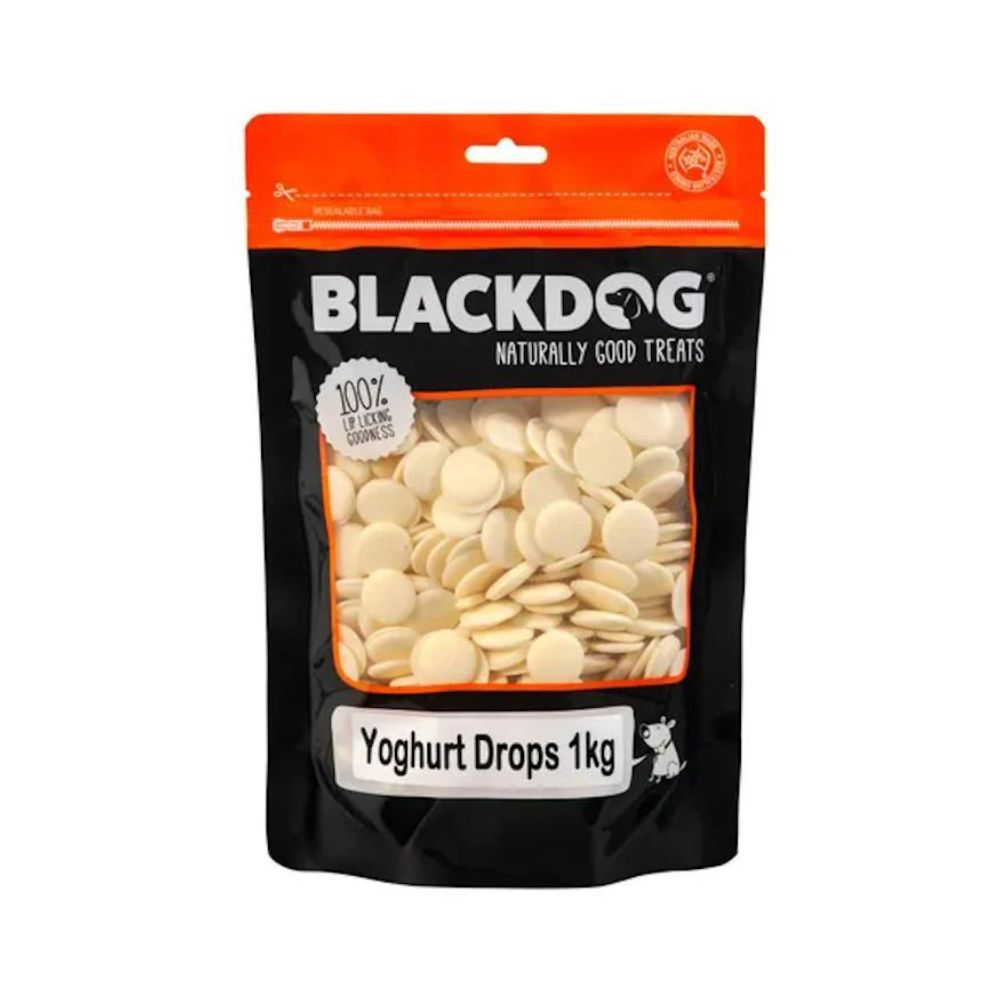 Blackdog Yoghurt Drops Healthy & Tasty Treats for dogs in a 1kg package.