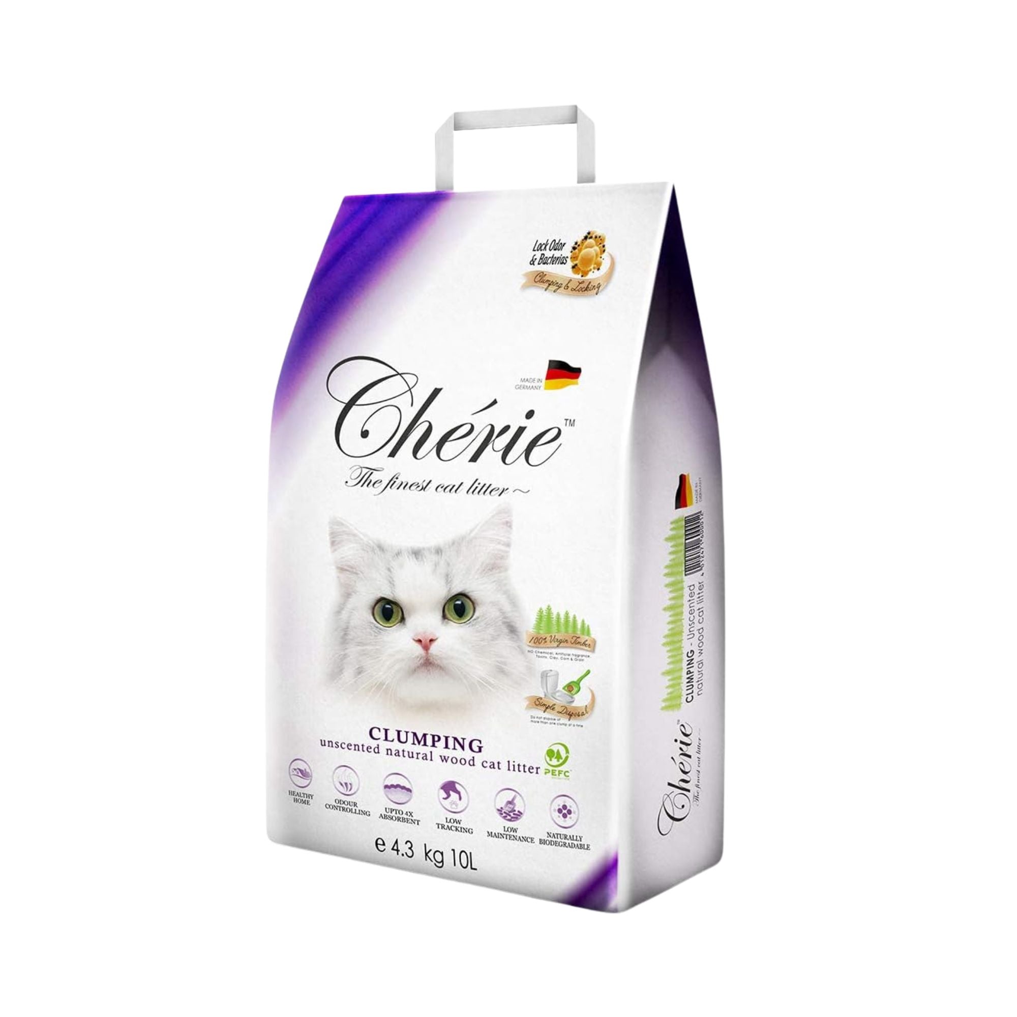 Cherie Clumping Natural Wood Cat Litter 10L