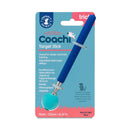 Coachi Target Stick attached to its packaging, showcasing the product's telescopic design, foam ball tip, and branding information.