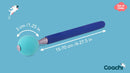 Diagram displaying the dimensions of the Coachi Target Stick, including the retracted length of 15cm and extended length of 70cm, with a 30mm diameter foam ball.