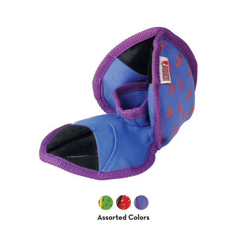 KONG Ballistic Hide 'N Treat dog toy in Blue with Blue, Green and Red colour options shown