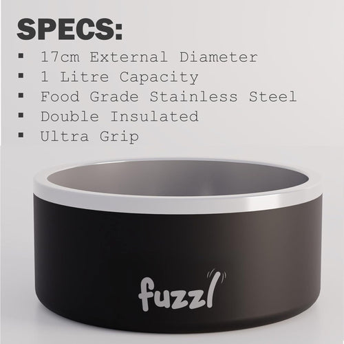 Specs image of Fuzzl Titan Thermal 17cm Dog Bowl, 1 litre capacity, insulated stainless steel