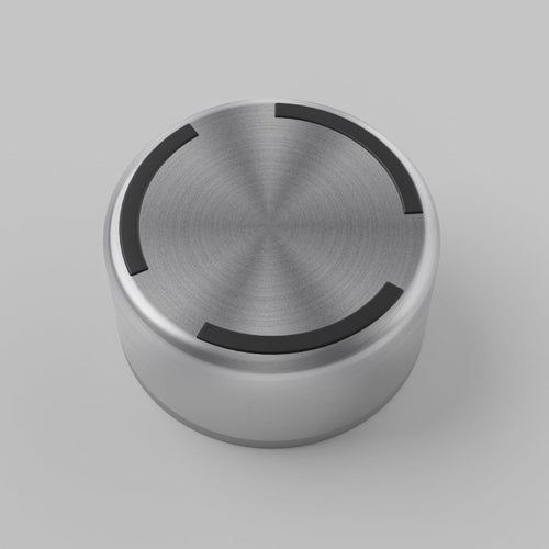 Fuzzl Titan Thermal Dog Bowl in Brushed Stainless Steel, flipped to show ultra grip non-slip rubber base.