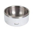 Top view of the Fuzzl Titan Thermal Dog Bowl, showing a wide 20cm opening in Matt White.