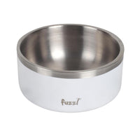 Top view of the Fuzzl Titan Thermal Dog Bowl, showing a wide 20cm opening in Matt White.