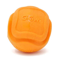 GiGwi G-Foamer Ball in bright orange with unique grooves, made from durable TPR foam, perfect for fetch and water games with dogs.