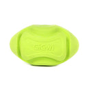 GiGwi G-Foamer Rugby Ball in bright green with unique grooves, made from durable TPR foam, perfect for fetch games with dogs.