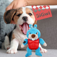 dog with GiGwi toy rabbit