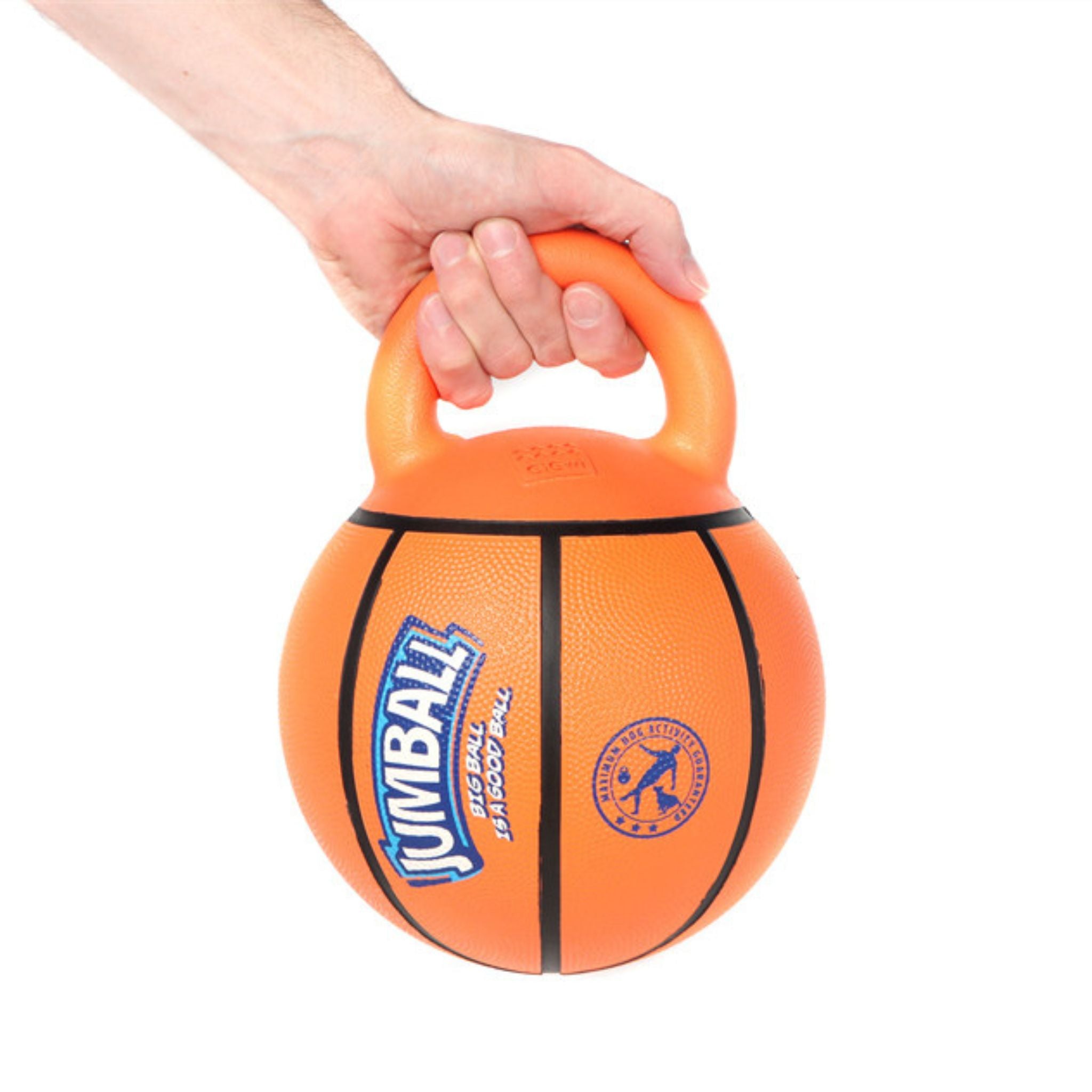 GiGwi Jumball Basketball dog toy featuring a durable handle for tossing and fetching