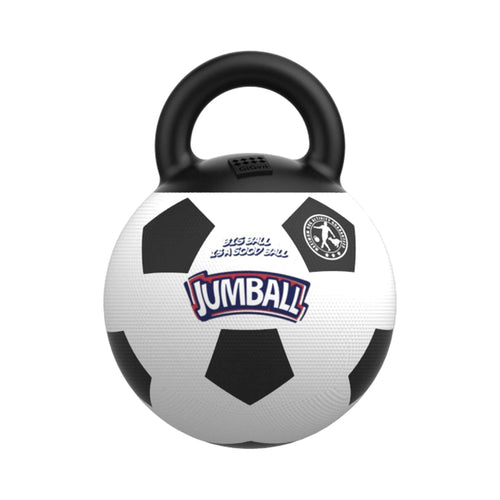 GiGwi Jumball Soccer Ball with rubber handle. Colour black and white