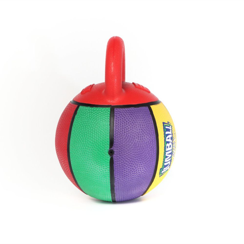 Mini Jumball for playtime joy: Durable rubber ball with a handle, perfect for small dogs.