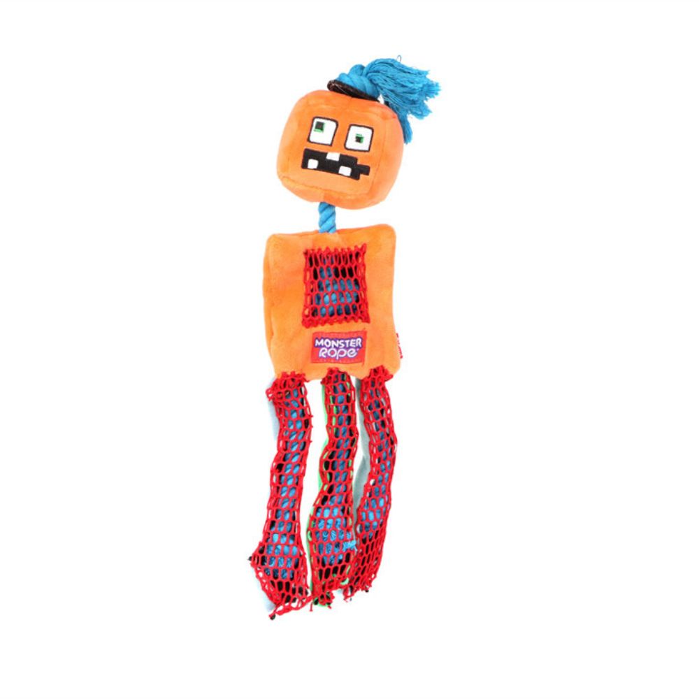 Orange GiGwi Monster Rope Plush Dog Toy