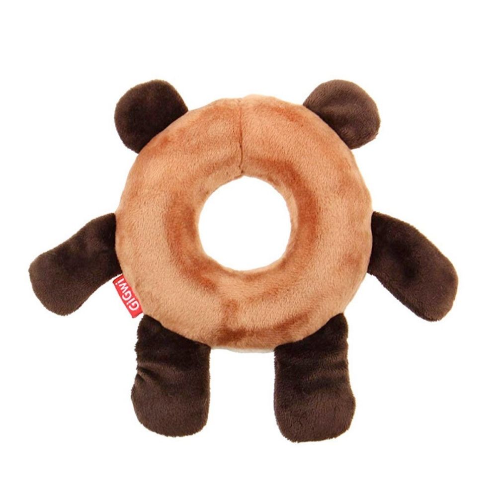 Image showing the back of a GiGwi Rubber Ring Bear Plush Dog Toy.