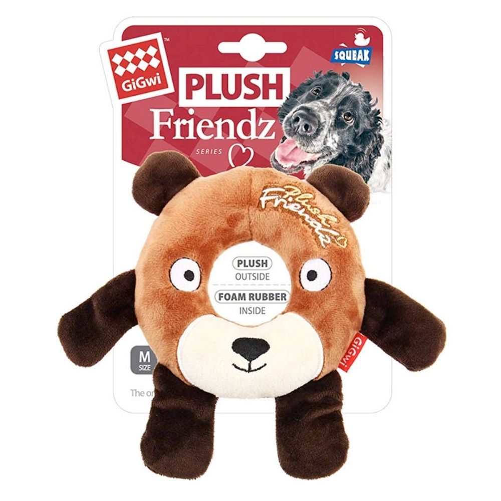 Foam Rubber Ring Bear Plush Dog Toy