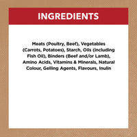Ingredients list for Ivory Coat Grain Free Beef Stew Adult Dog Food on a white background