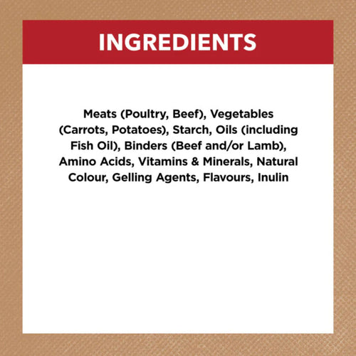 Ingredients list for Ivory Coat Grain Free Beef Stew Adult Dog Food on a white background