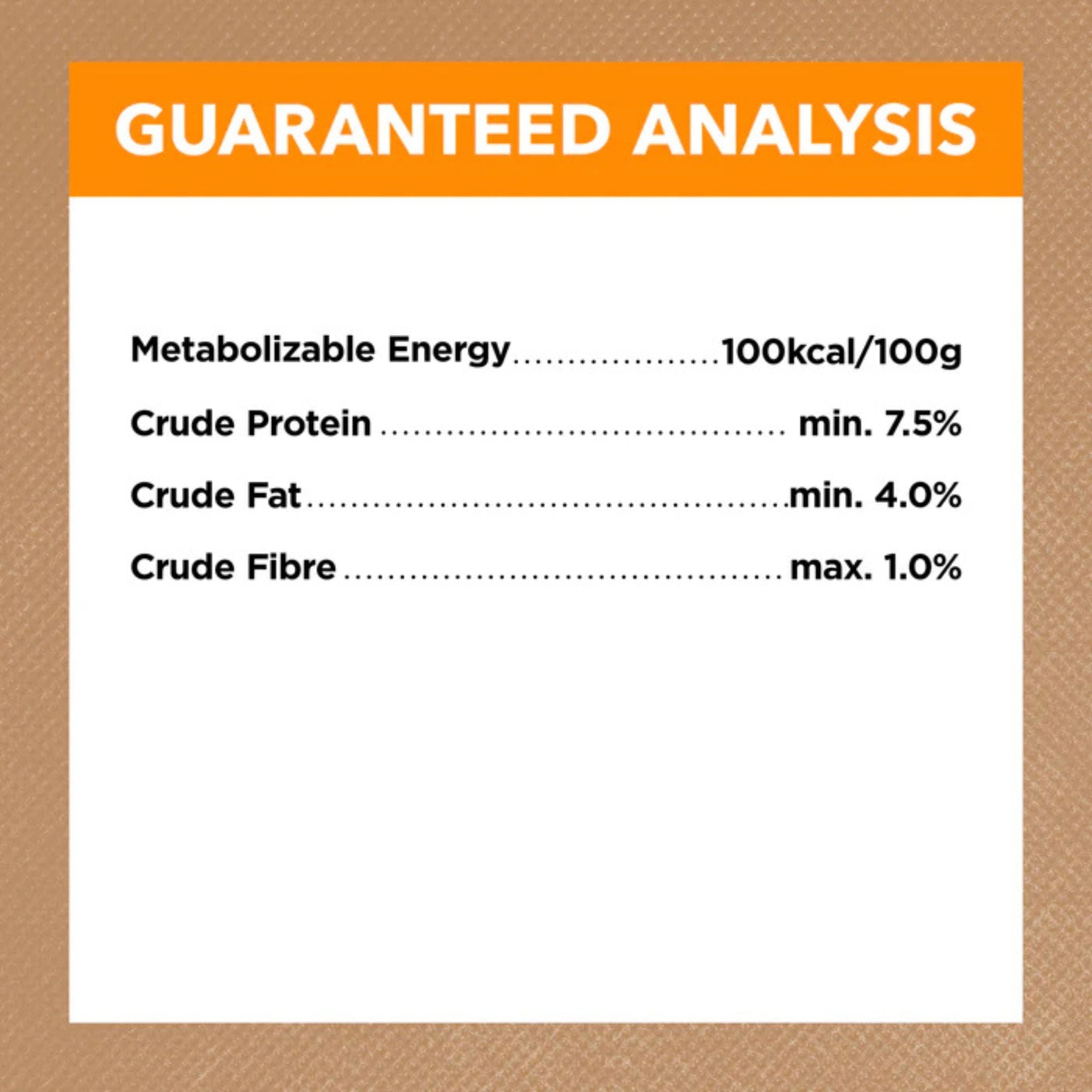 Guaranteed analysis nutrition label for Ivory Coat Adult Dog Wet Food Chicken Stew