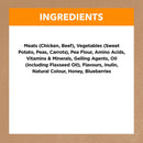 Ingredients list for Ivory Coat Grain Free Chicken Stew Adult Dog Food on white background