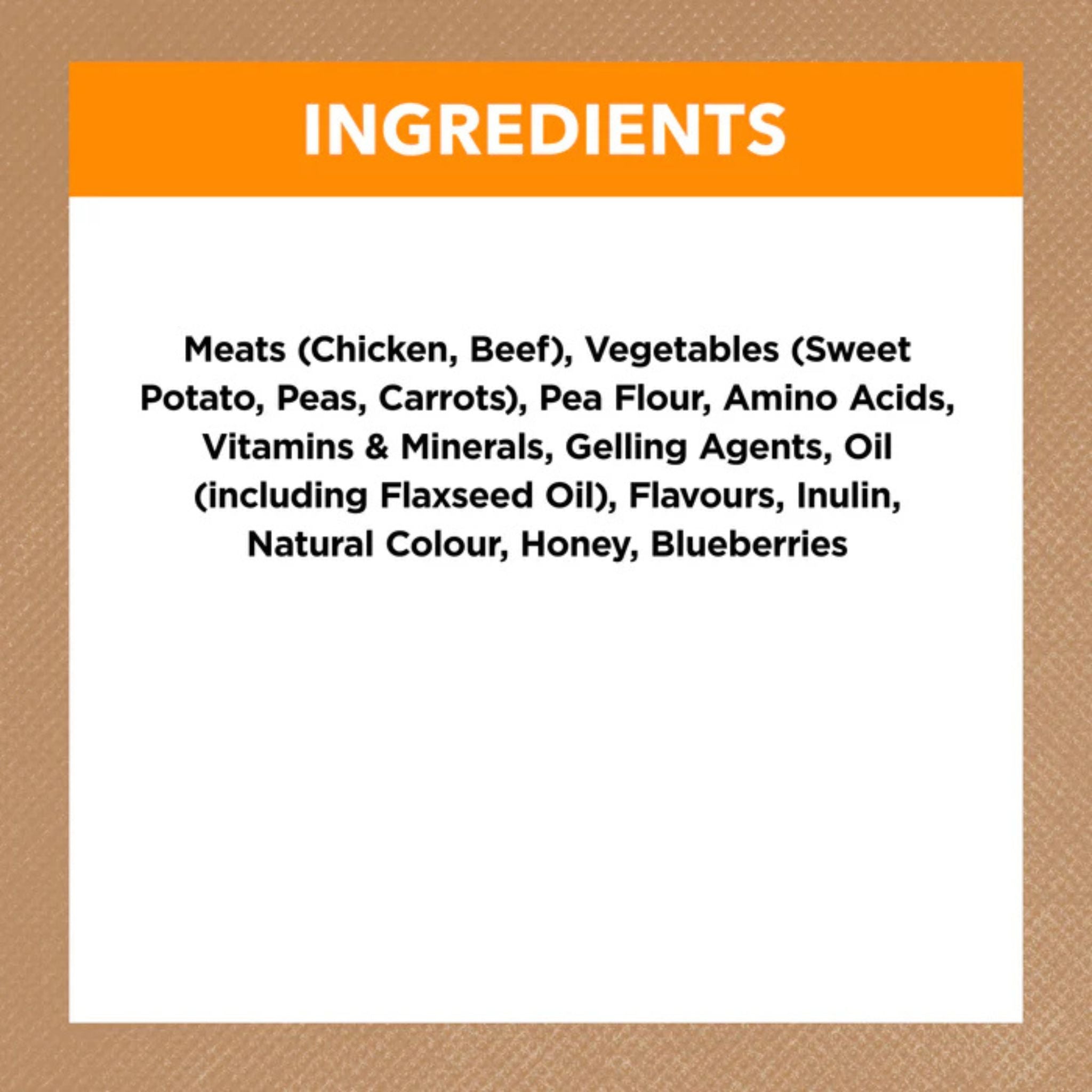 Ingredients list for Ivory Coat Grain Free Chicken Stew Adult Dog Food on white background