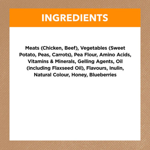 Ingredients list for Ivory Coat Grain Free Chicken Stew Adult Dog Food on white background