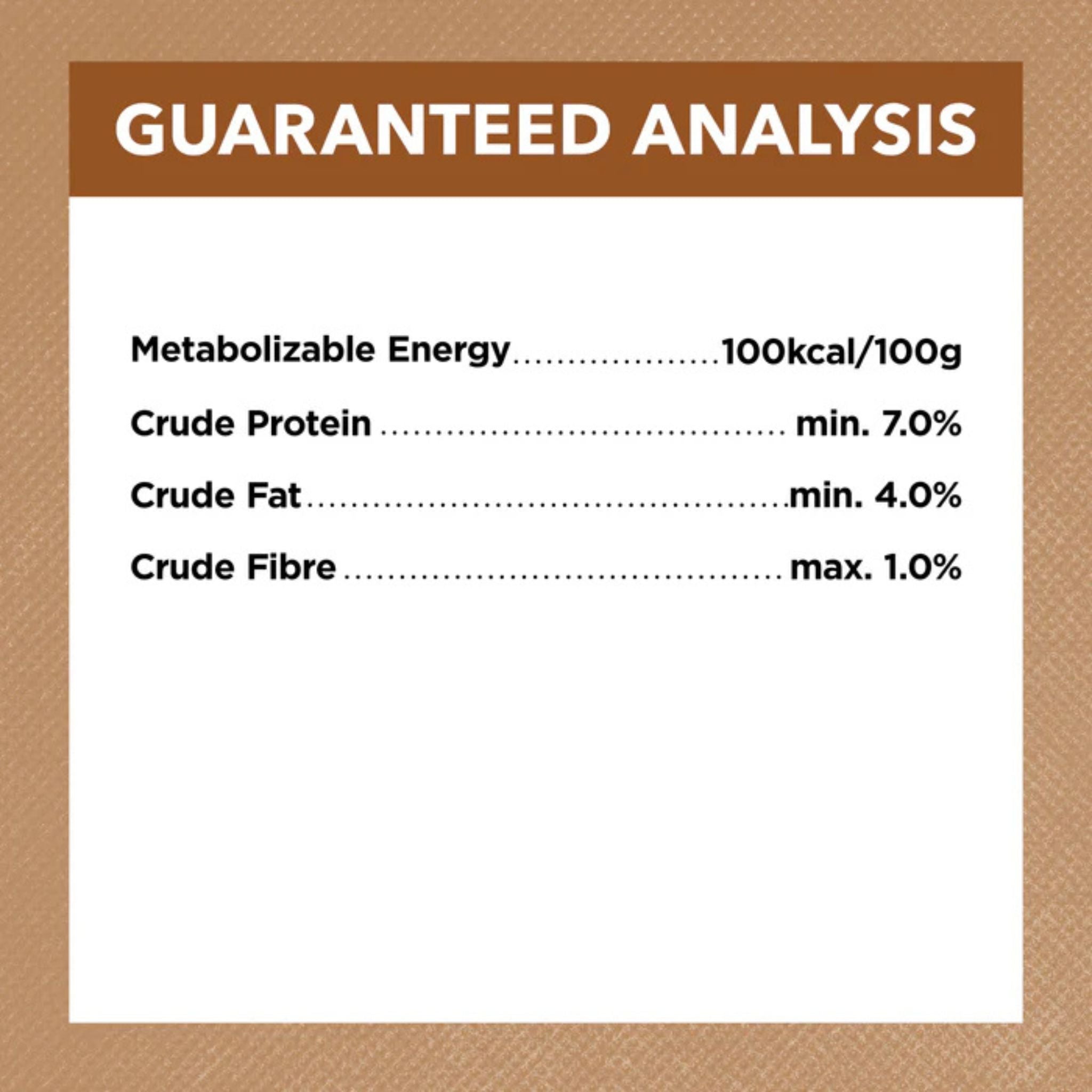 Guaranteed analysis nutrition label for Ivory Coat Adult Dog Wet Food Lamb & Kangaroo Stew