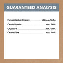 Guaranteed analysis nutrition label for Ivory Coat Adult Dog Wet Food Lamb & Sardine Stew