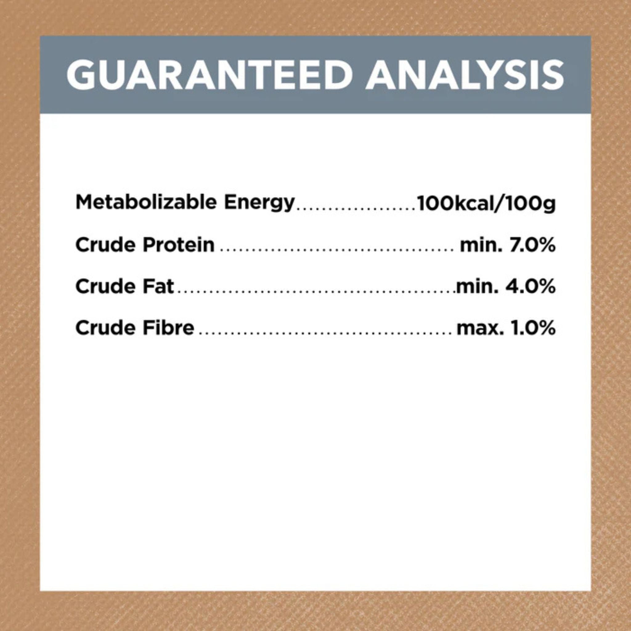 Guaranteed analysis nutrition label for Ivory Coat Adult Dog Wet Food Lamb & Sardine Stew