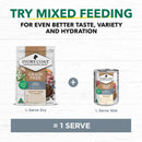 Ivory Coat adult dry and wet food packaging with mixed feeding guide