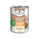 Ivory Coat Grain Free Puppy Wet Dog Food Chicken Stew 400g can packaging