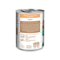 Ivory Coat Chicken Stew Puppy Wet Dog Food can side label with essential nutrition information
