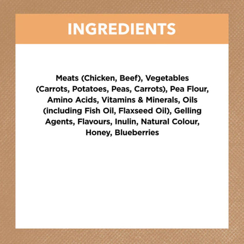 Ingredients list for Ivory Coat Grain Free Chicken Stew Puppy Food on white background