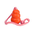 KONG Aqua floating dog toy in orange natural rubber, Medium size, with attached rope.