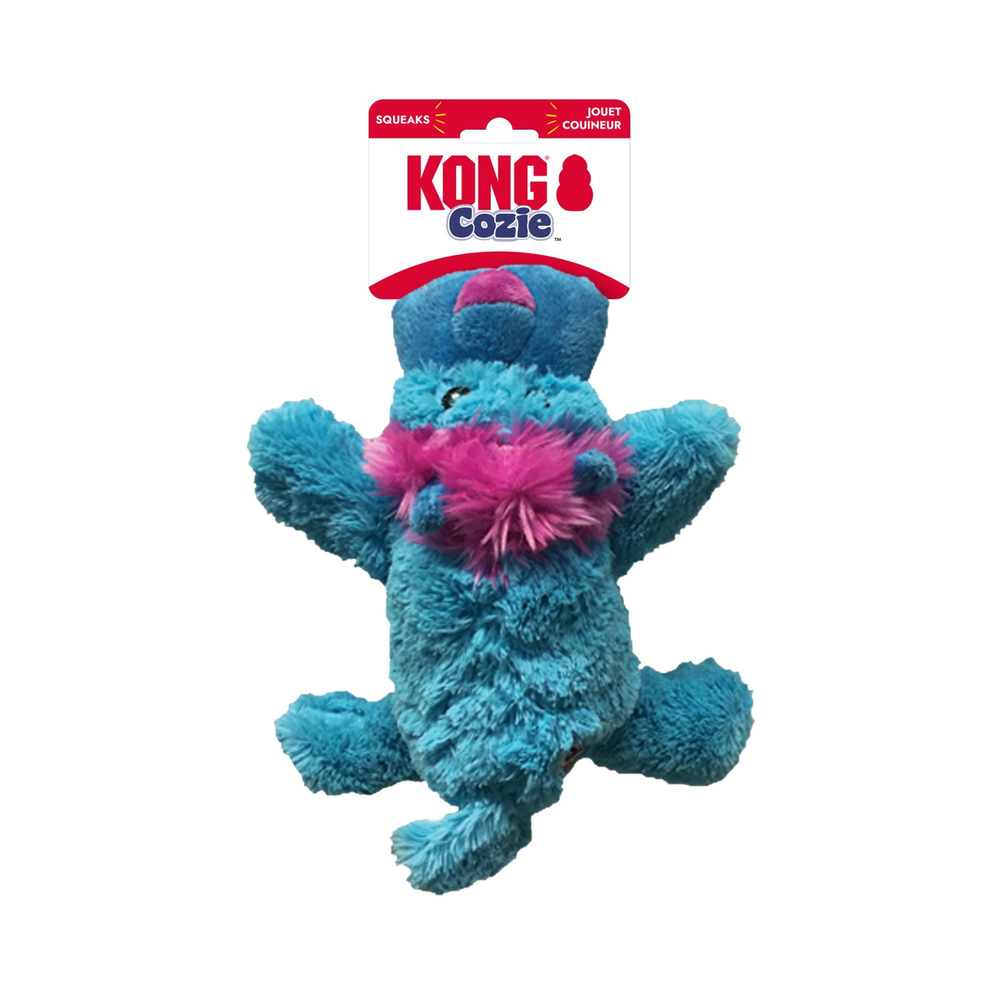 KONG Cozie King Lion Dog Toy in official retail packaging.
