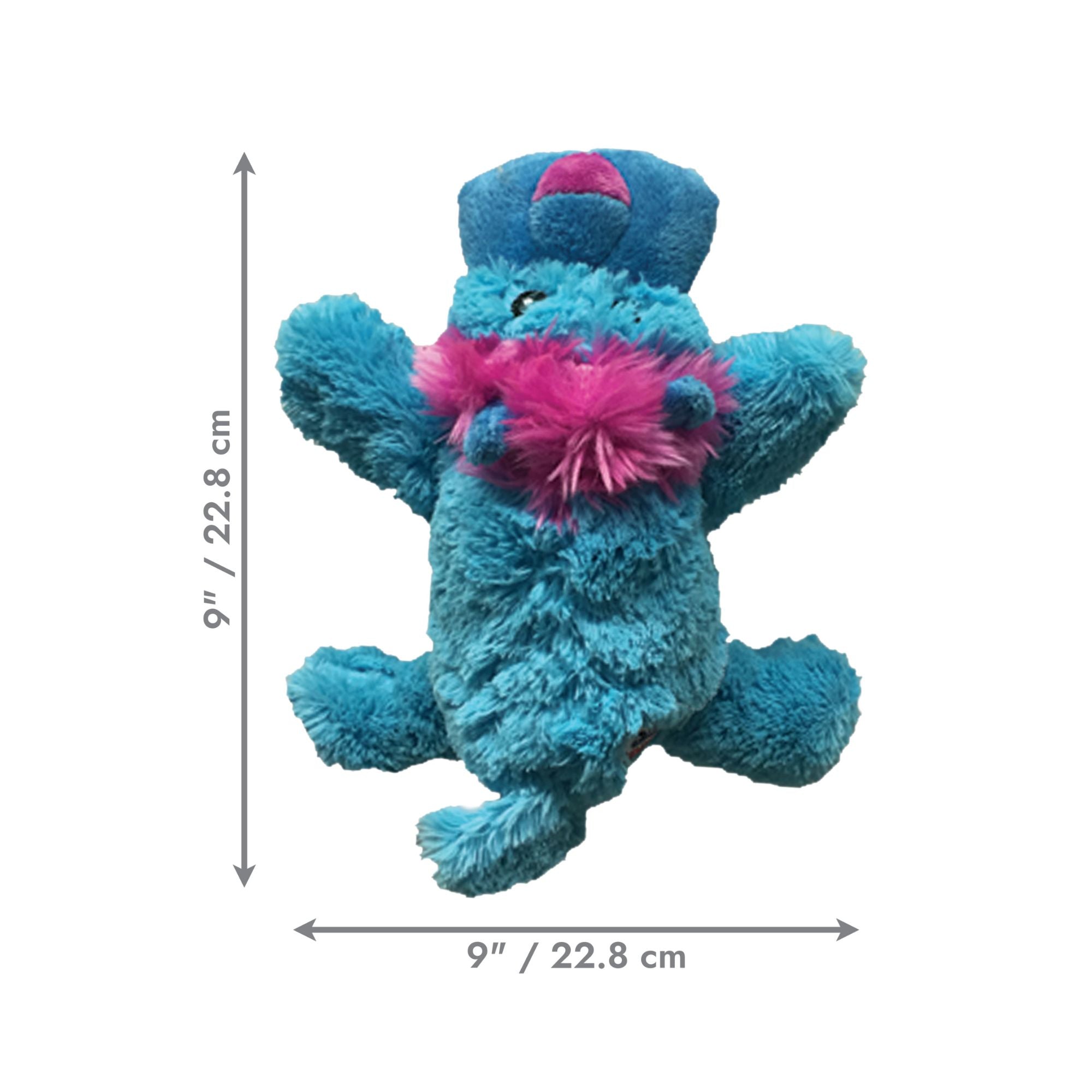 KONG Cozie King Lion Dog Toy with dimensions of 9 × 9 inches (22.8 × 22.8 cm).