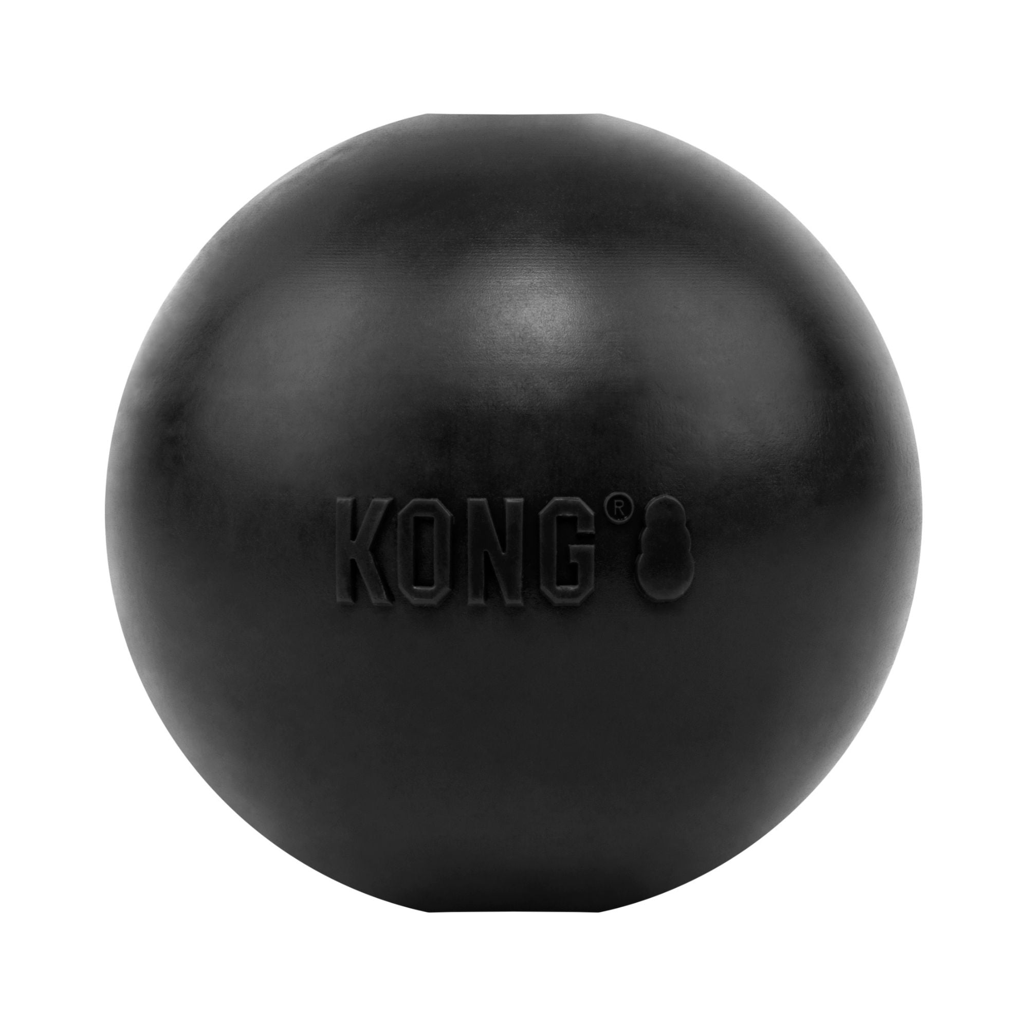 KONG Extreme Ball black natural rubber dog toy with KONG logo.