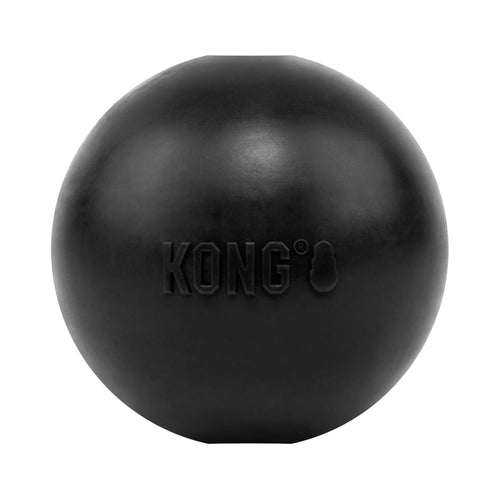 KONG Extreme Ball black natural rubber dog toy with KONG logo.