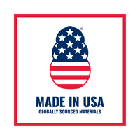 KONG Logo with American flag design and 'Made in USA Globally Sourced Materials' text on a white background