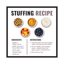 Recipe card for dog food stuffing in KONG treat dispenser toys with ingredients and instructions.