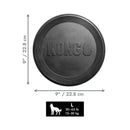 KONG Extreme Flyer dog fetch disc showing product dimensions and circular rubber design