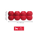 Size chart graphic displaying the exact physical dimensions and length of the medium KONG Goodie Ribbon.