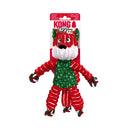 KONG Holiday Floppy Knots Fox: A festive red and green dog toy, presented in branded packaging.