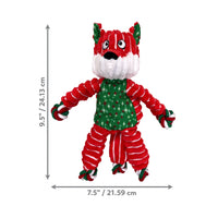 KONG Holiday Floppy Knots Fox is a durable dog toy in vibrant red and green, available size Small/Medium with dimensions of 25cm x 22cm.